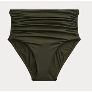 Ralph Lauren Solid Olive Green Shirred High-Waist Green Size 18W NWT